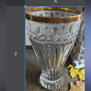 Crystal Clear Glass Vase with Brass embellishment and adorable flowers